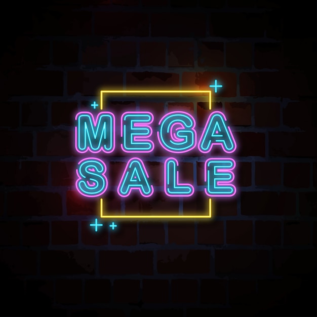 mega sale neon sign illustration