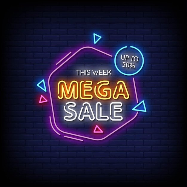 Mega Sale Neon Signs Style Text