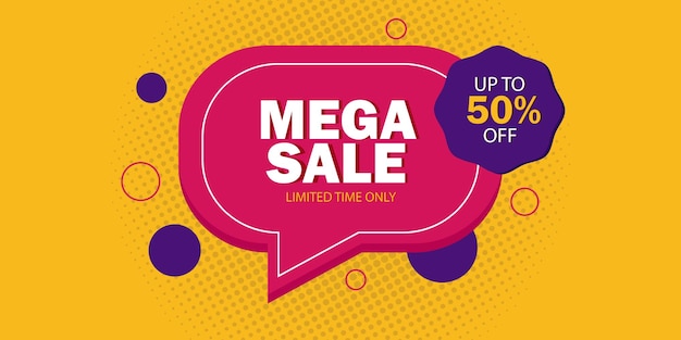 Mega sale offer banner in chat bubble design