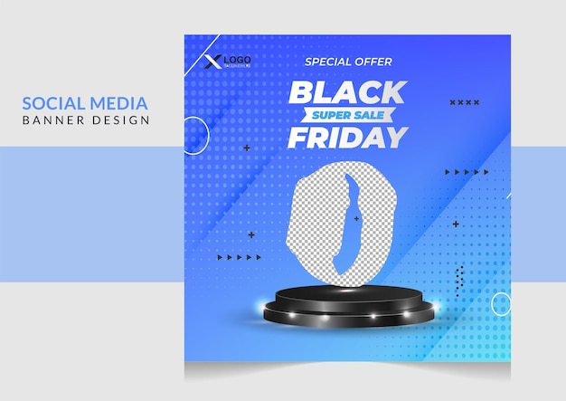 Vector mega sale offer black friday social media banner design template