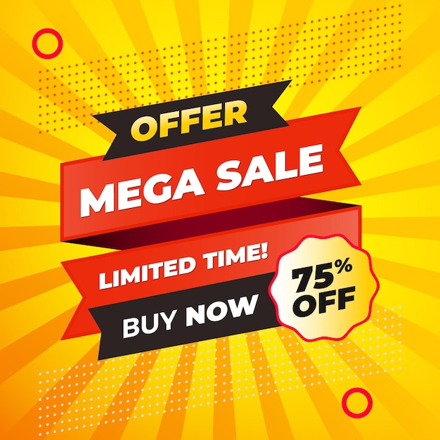 Mega sale offer horizontal banner templates