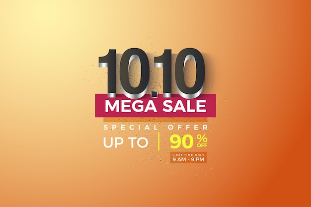 Vector mega sale on orange background