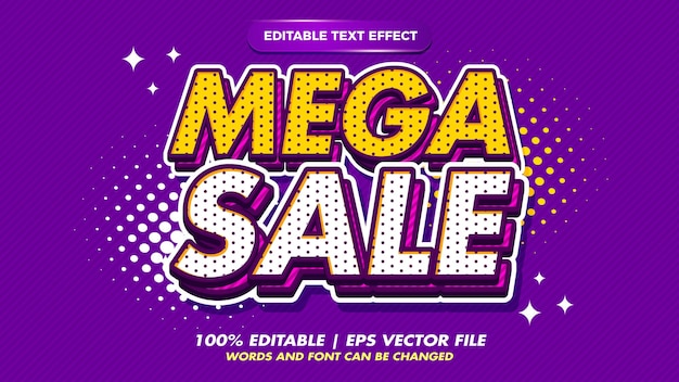 Mega sale pop art stile effetto testo modificabile retrò per il vecchio stile