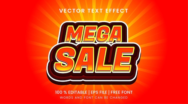 Mega sale poromotion banner editable text effect template