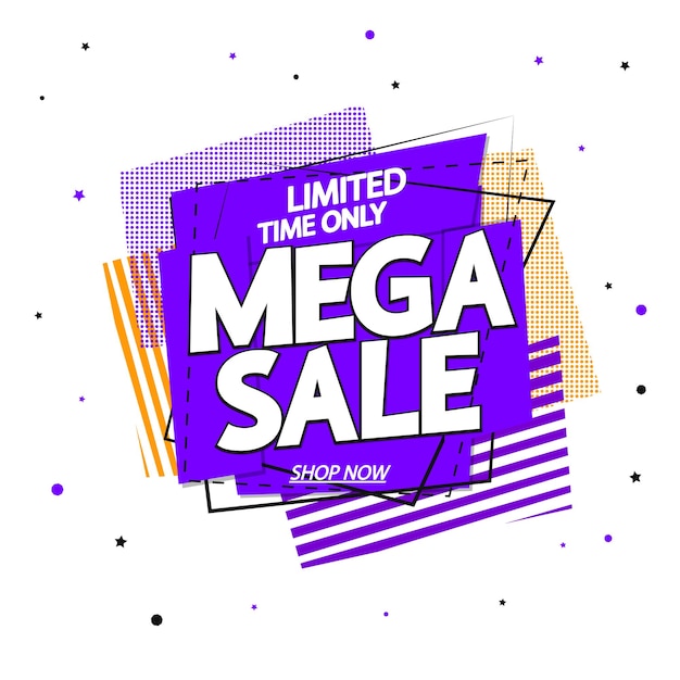 Mega Sale poster design template or banner for shop and online store vector illustration