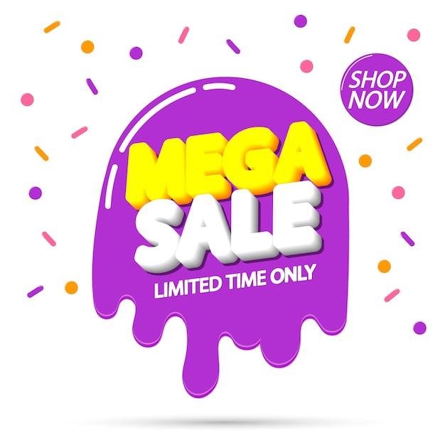 Mega Sale poster design template or banner for shop and online store vector illustration