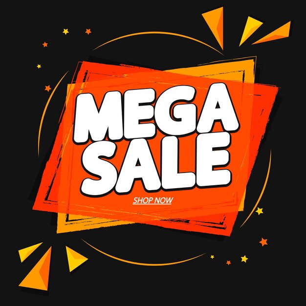 Mega Sale poster design template or banner for shop and online store vector illustration