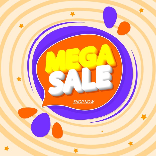 Vector mega sale poster for shop or online store vector illustration