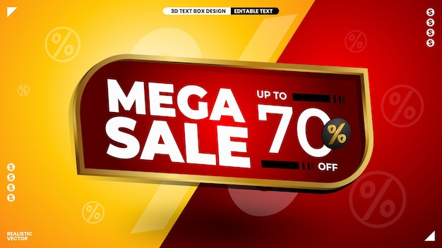 Vector mega sale promo label met bewerkbare tekst