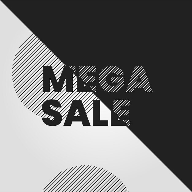 mega sale promo-ontwerp met zwart-witte achtergrond