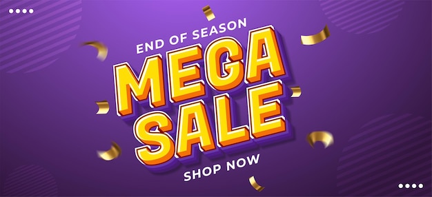 Mega sale promotion banner design with text effect editable 3d text style