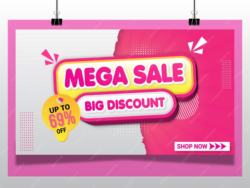 Premium vector mega sale promotion banner paper template design