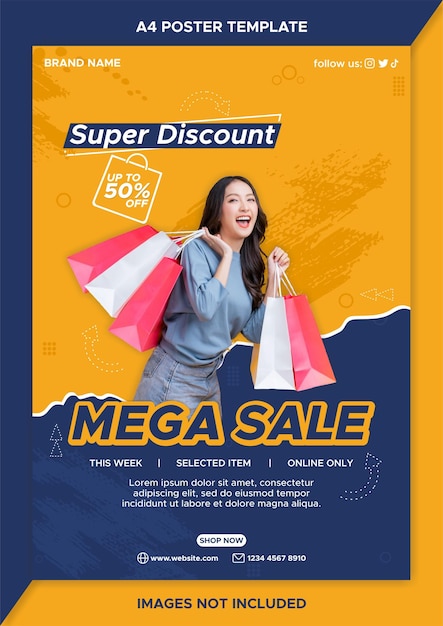 Modello di poster di promozione di vendita mega