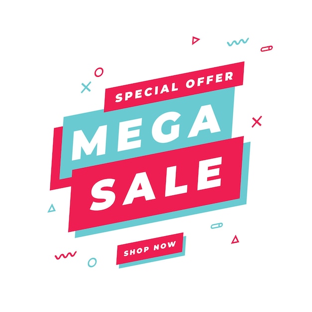 Mega sale-sjabloon voor spandoek, speciale aanbieding voor grote verkoop. speciale aanbieding banner einde seizoen.