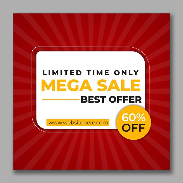 mega sale social media post template amp web banner