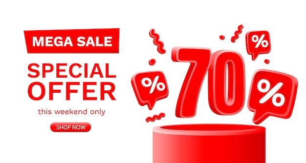 Offerta speciale di vendita mega 70 banner di sconto promozione della scheda del segno vettore