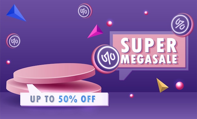 Mega vendita offerta speciale. podio colorato di vendita di sconto. composizione offerta speciale