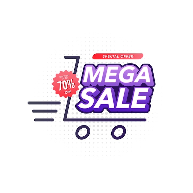 Vector mega sale special offer design banner template promotion