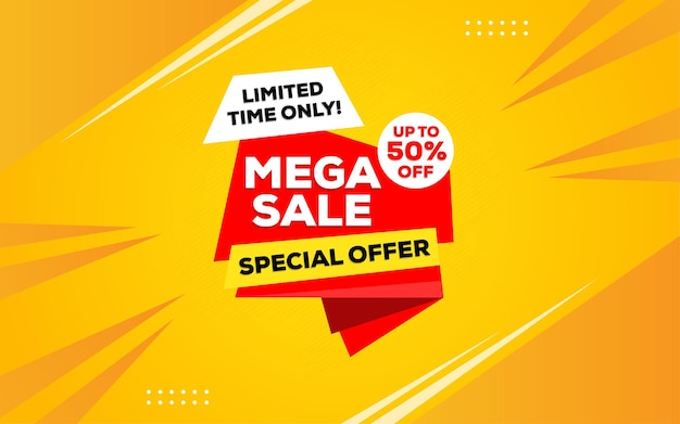 Mega sale special offer limited time only sale banner with editable text effect