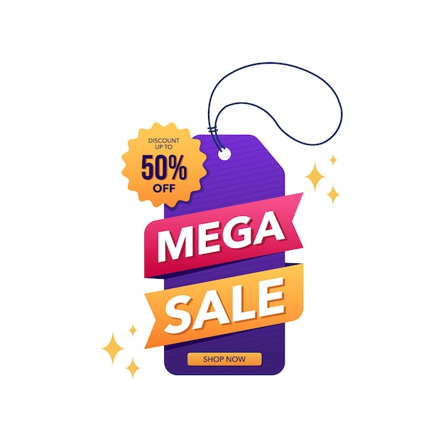 Mega Sale Special Offer Promotion Design Label or Banner Template