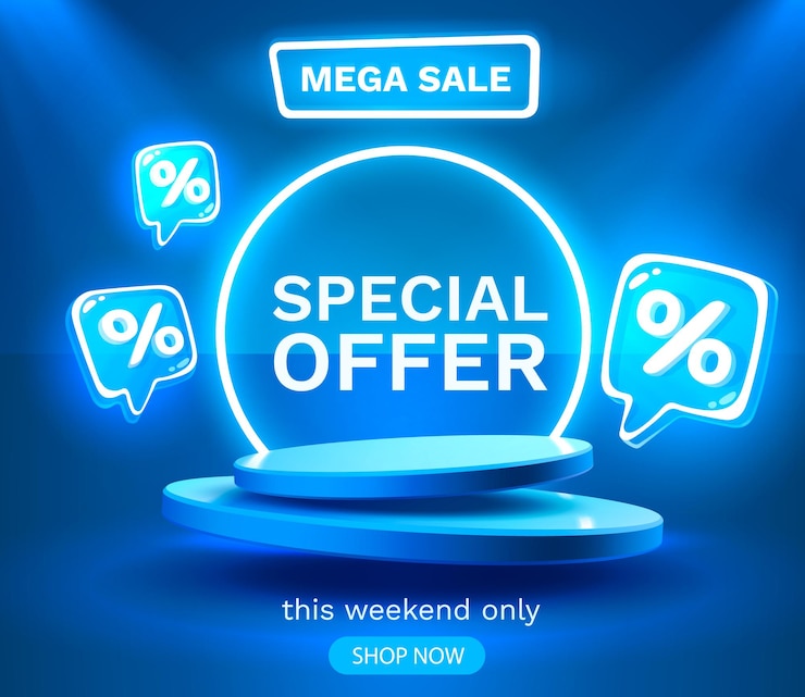 Vector mega sale special offer stage podium percent stage podium scene with for award decor element