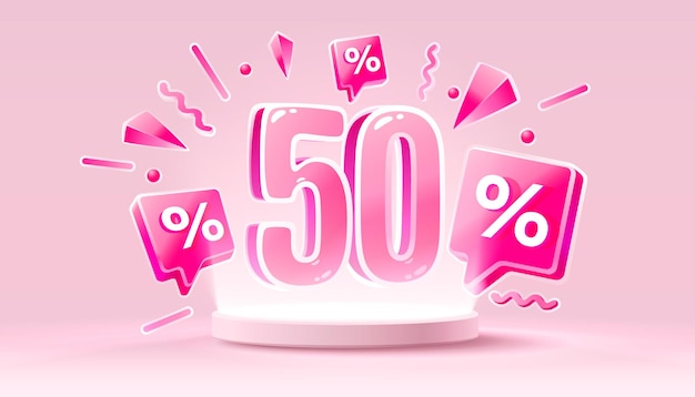 Mega sale speciale aanbieding happy 50 off sale banner sign board promotie vector