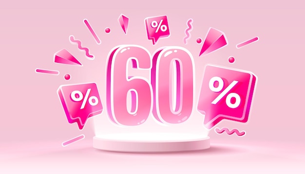 Mega sale speciale aanbieding happy 60 off sale banner sign board promotie vector