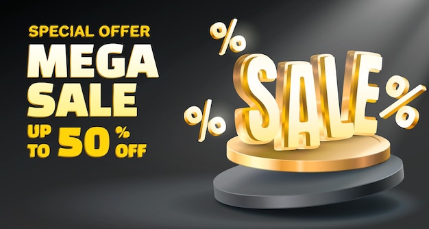 Mega sale speciale aanbieding Stage podium procent rente van de korting Vector