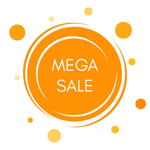 Autoadesivo di vendita mega con forme rotonde gialle astratte. illustrazione vettoriale