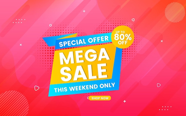 Vector mega sale super offer sale banner with editable text effect