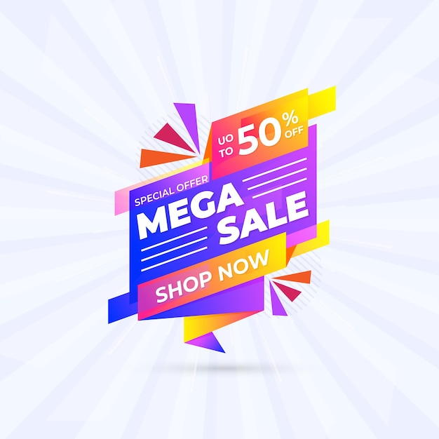 Mega sale super offer sale banner with editable text effect