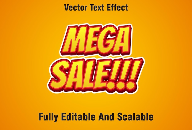 Mega sale-teksteffect in 3d-stijl en bewerkbare oranje kleur