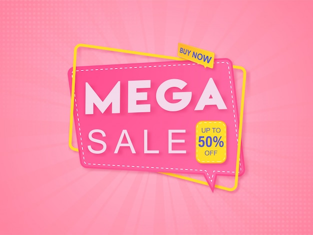 Шаблон mega sale с 50% скидкой и речевым пузырем