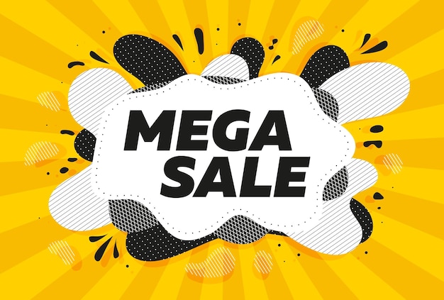 Mega sale template with paint splashes on a yellow background for your advertising vector