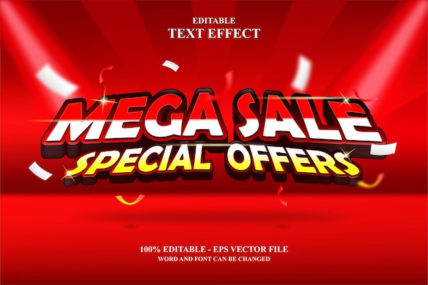 Mega sale text effect 3d for independence day promo