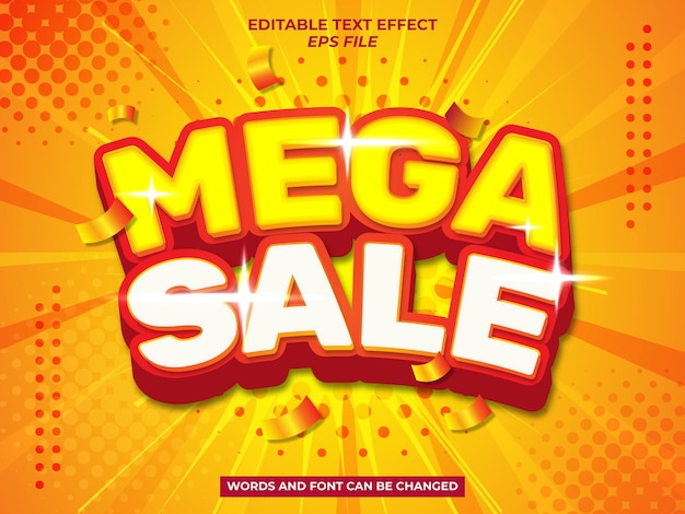 mega sale text effect, font editable, typography, 3d text. vector template