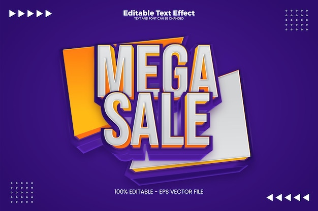 Текстовый эффект Mega Sale в современном трендовом стиле