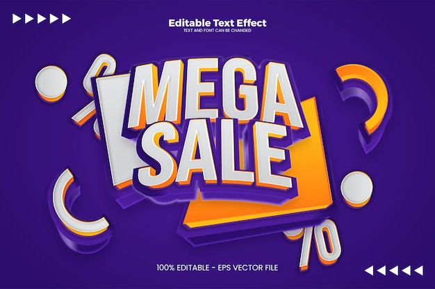 Mega Sale text effect in modern trend style