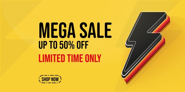 Mega sale up to percent off flash banner template