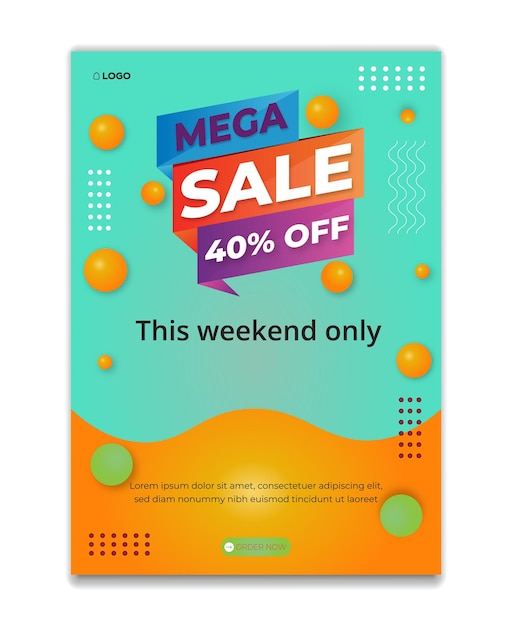 Mega vendita con offerta di sconto poster o modelli di volantini