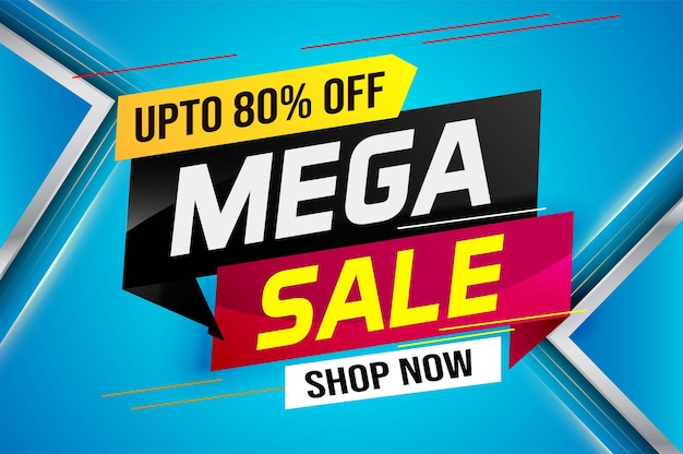 mega sale word concept vector illustration with lines and 3d style, landing page, template, ui, web,