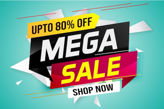 mega sale word concept vector illustration with lines and 3d style, landing page, template