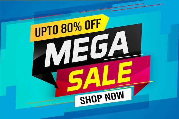 mega sale word concept vector illustration with lines and 3d style, landing page