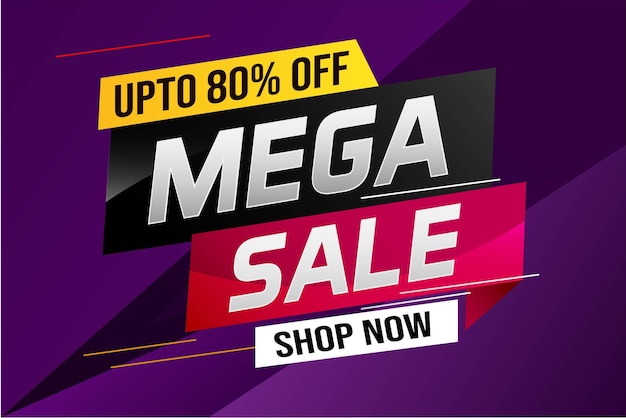 mega sale word concept vector illustration with lines and 3d style, landing page,