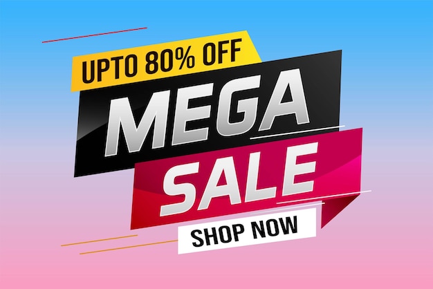 mega sale word concept vector illustration with lines and 3d style landing page