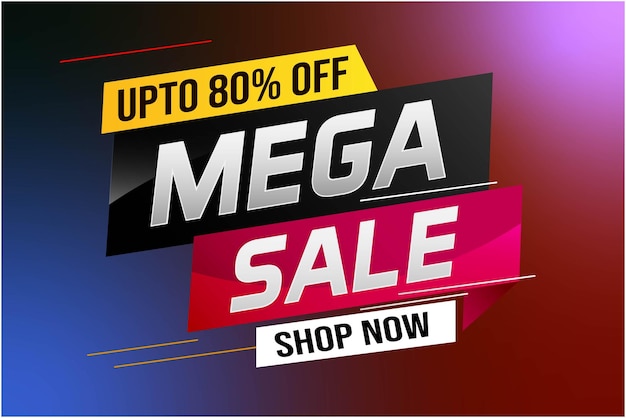 mega sale word concept vector illustration with lines and 3d style, landing page