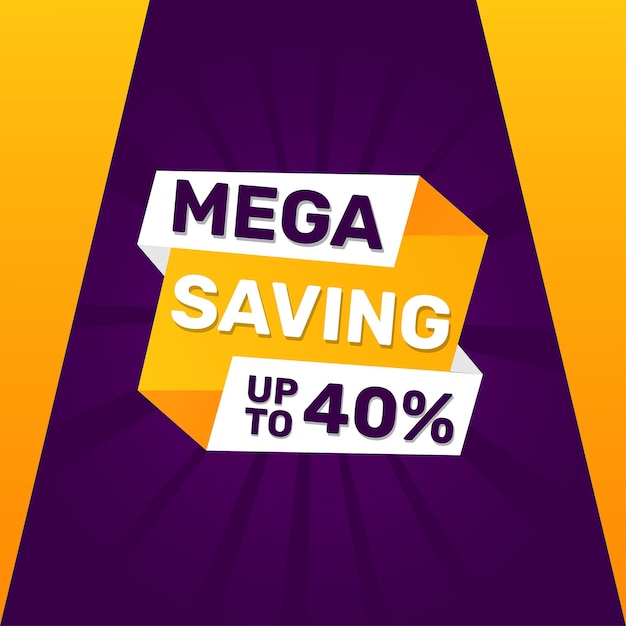 Vector mega saving sale banner with editable text effect