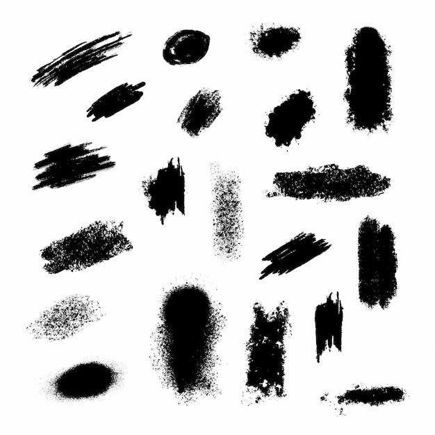 Mega set of  Brush strokes and splatter. Paintbrush set. Grunge design elements.Black splatter collection.