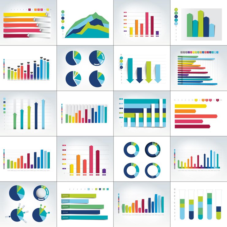 Vector mega set of charst graphs infographics business elements