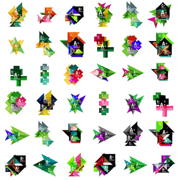 Vector 幾何学的な web オプション ボックス バナーのメガ セット